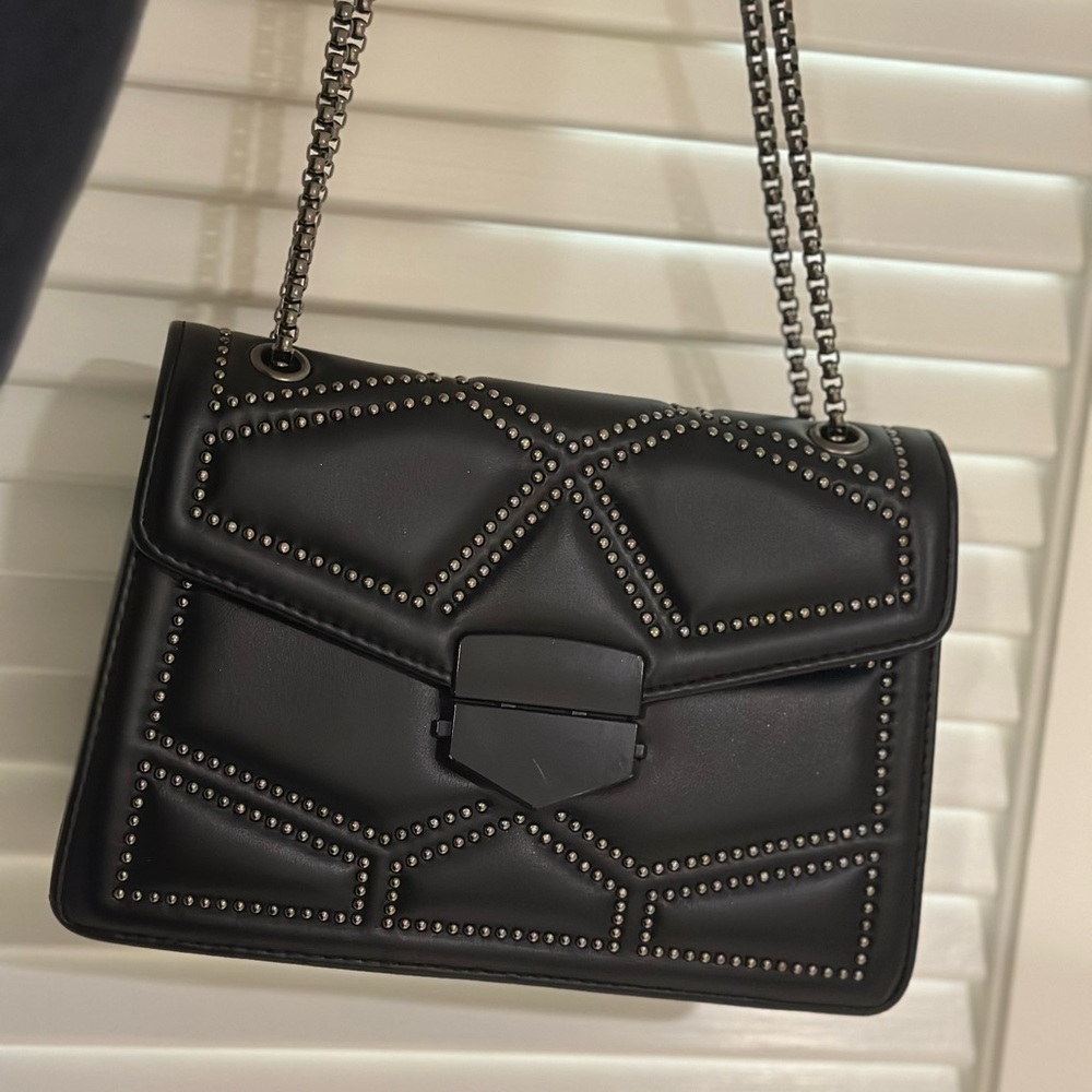 Black Studded Chain Shoulder Bag